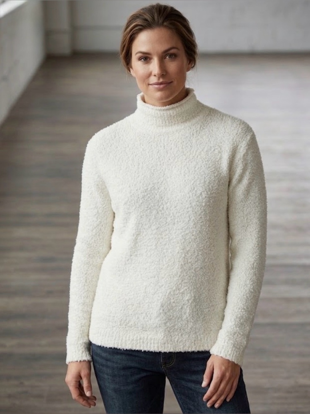 Natural Reflections Cream Mock-Turtleneck Sweater